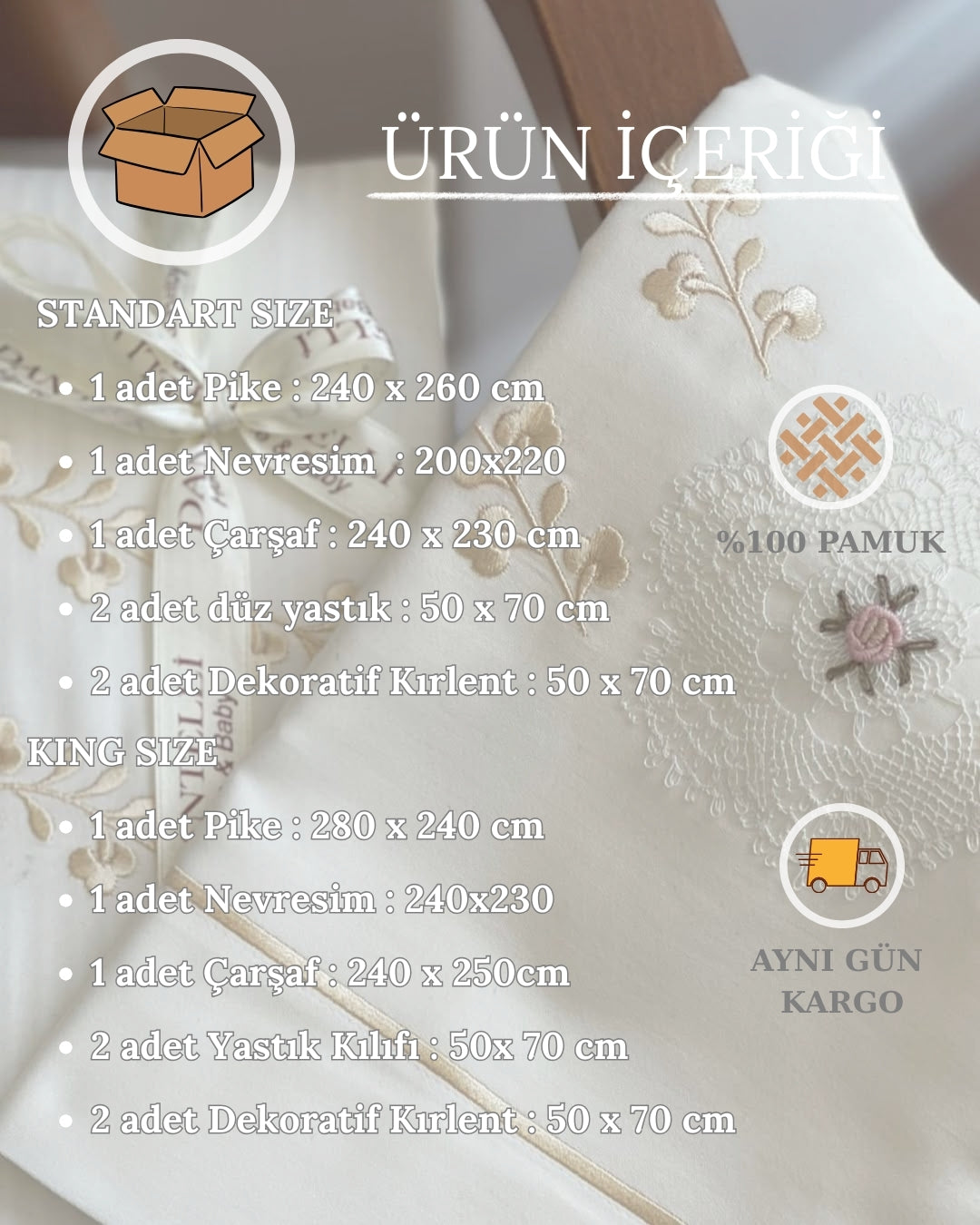 Lavinia Çift Kişilik – 7 Parça Nevresim + Pike Set