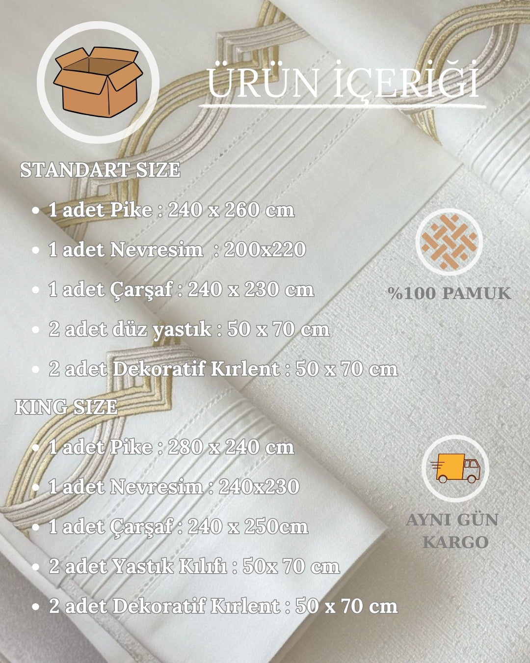 Su Yolu Çift Kişilik – 7 Parça Nevresim + Pike Set