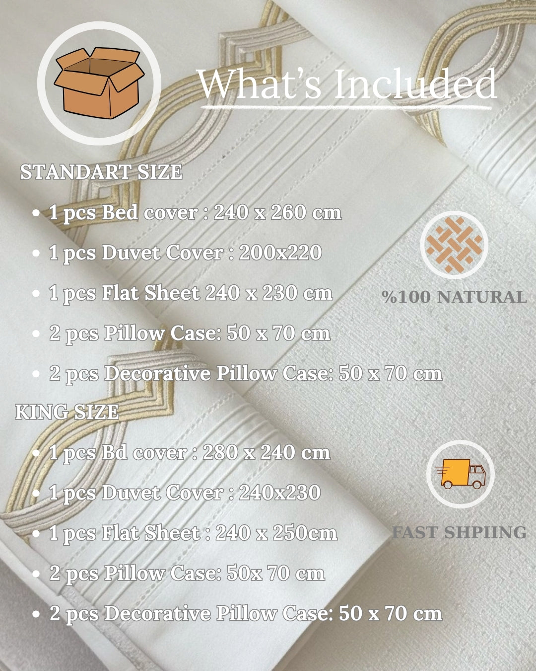 Su Yolu Çift Kişilik – 7 Parça Nevresim + Pike Set